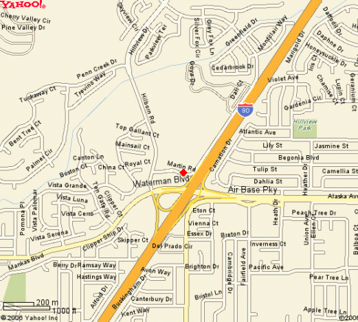 map to fairfield Glass Company in solano county near vacaville
